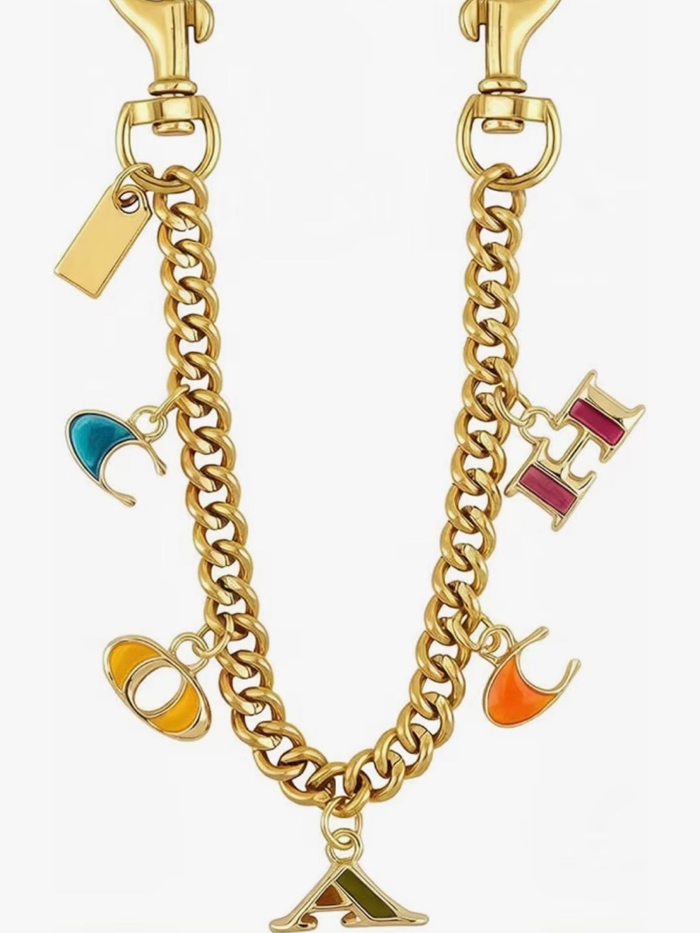 Gold Charm Chain Bracelet with Multicolor Enamel Charms